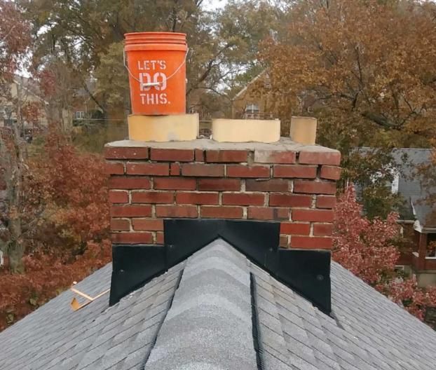 Before a completed chimney waterproofing project in the  area